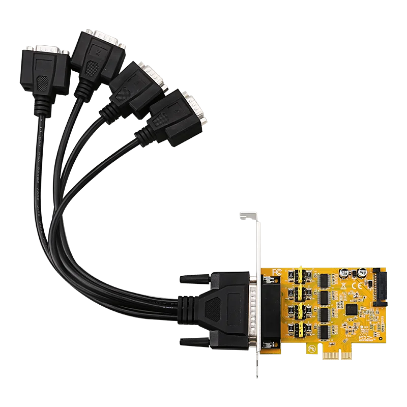 4-портовая последовательная карта PCI Express RS232 DB9 (4S) для настольных компьютеров с источниками вывода питания, питание 5 В или 12 В