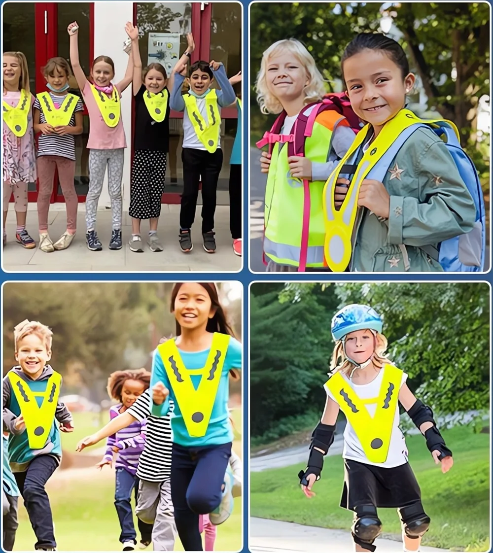 1/2/3/5Pcs Fluorescent High Visibility Reflective Children Vest Safety Shirt Fast Dry Work Wear Boys Girls Night Cycle Biking