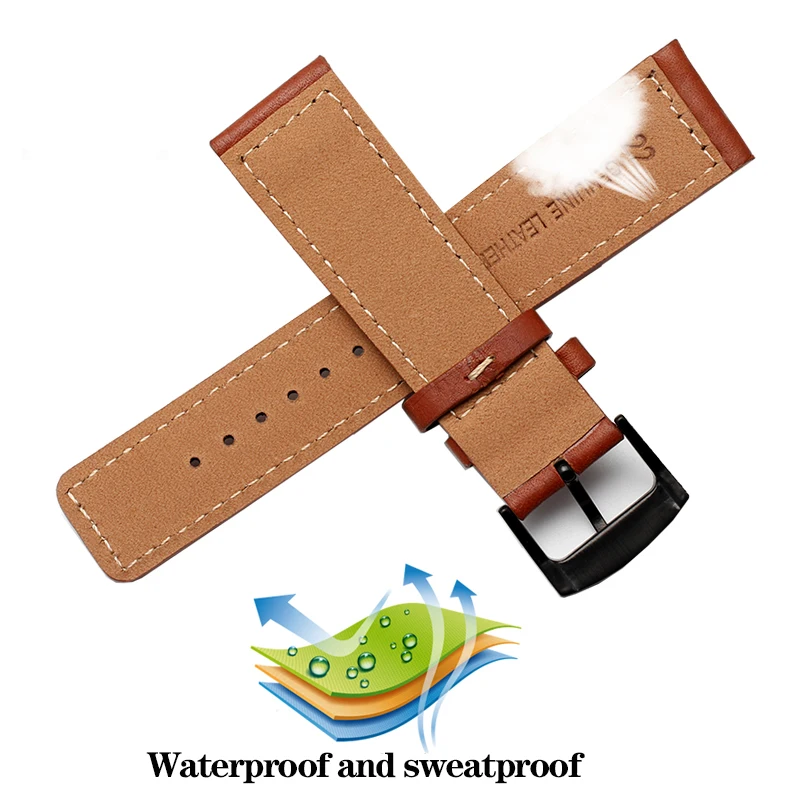 Cowhide/Italian Leather Watch Strap 22mm for Citizen Sao Orange BM7140 CA4031 Watchband BM8475/26E 00F00X Series Bracelet Brown