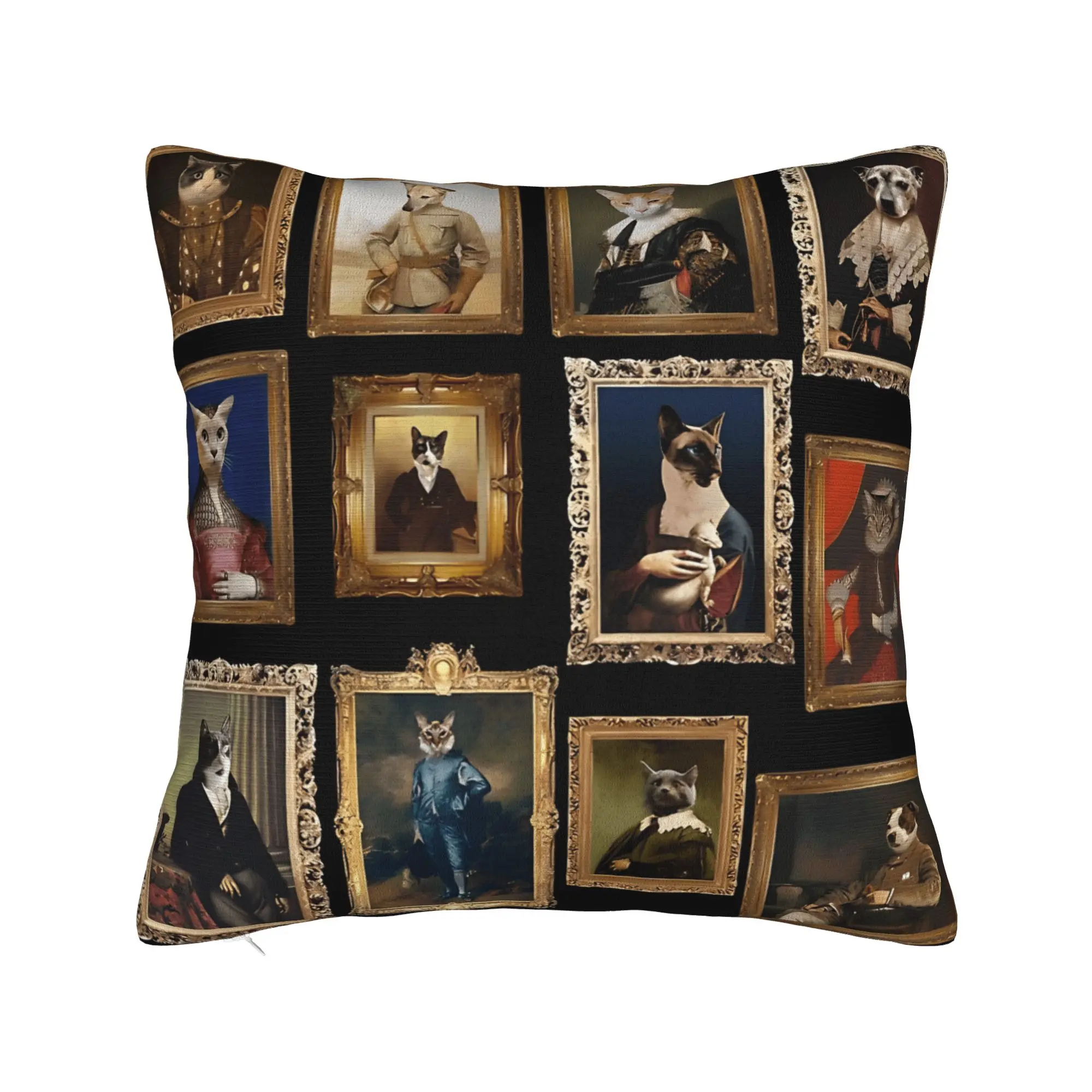 Cute Caroon Cat Portrait Photo Frame Art Pillow Case  Print Pillow Cover Cute Funny Pillowcases For Living Room Sofa