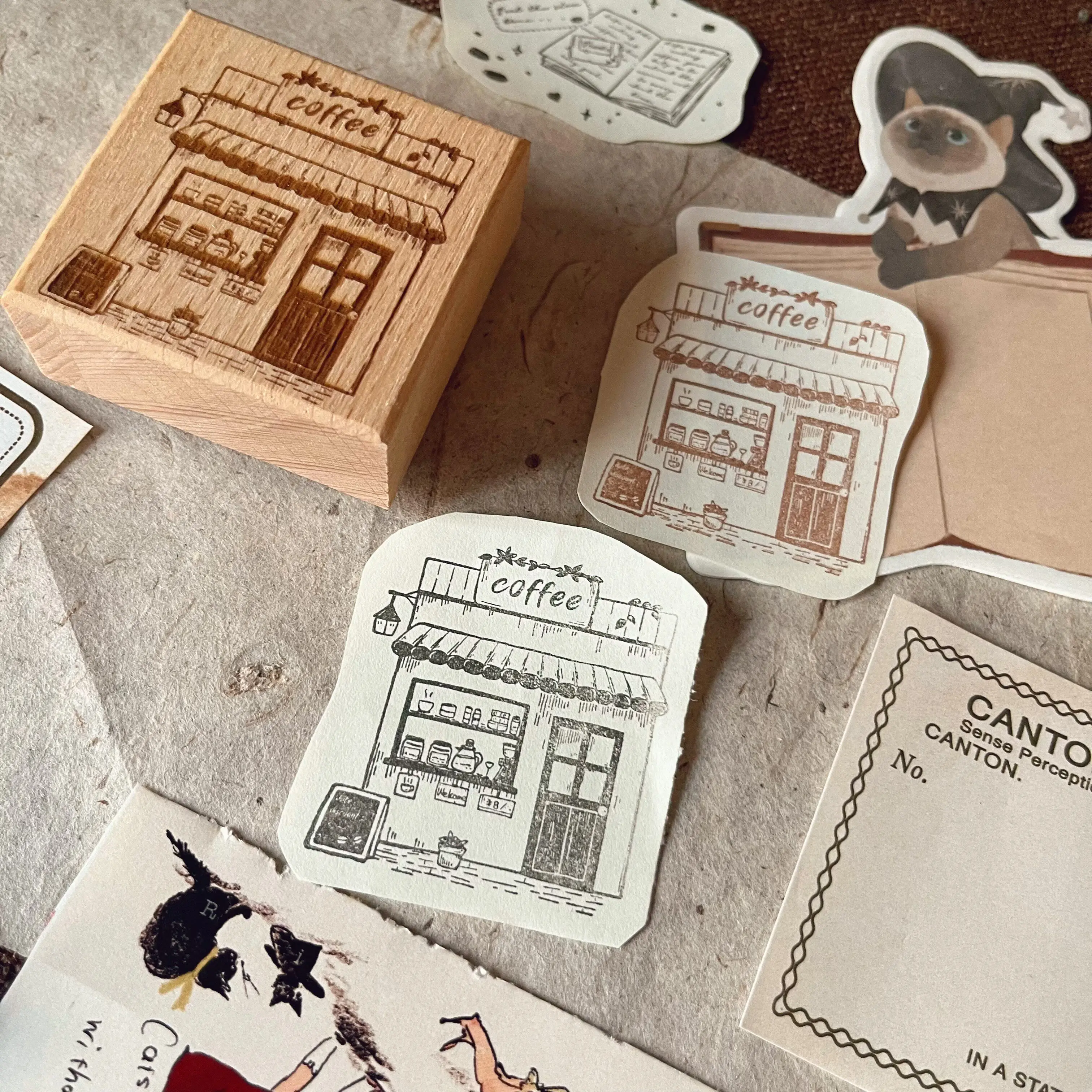 YGJ Salt Retro Coffee Theme Journal-Stempel Holzstempel Holzstempel Journal Collage DIY Scrapbooking – Detail 5