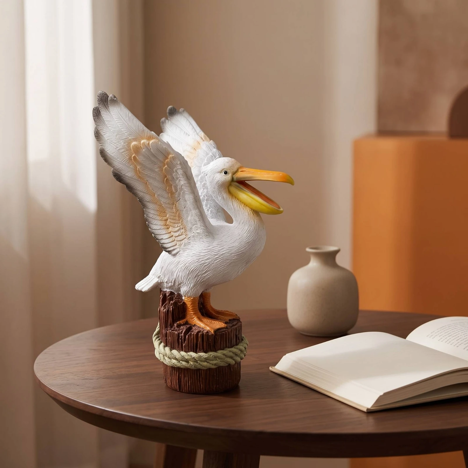 Seabird Figurine Figurine Carved Seabird Figurine Statue Decor Beach House Handmade for Bird Lovers, Entry Table, Patio