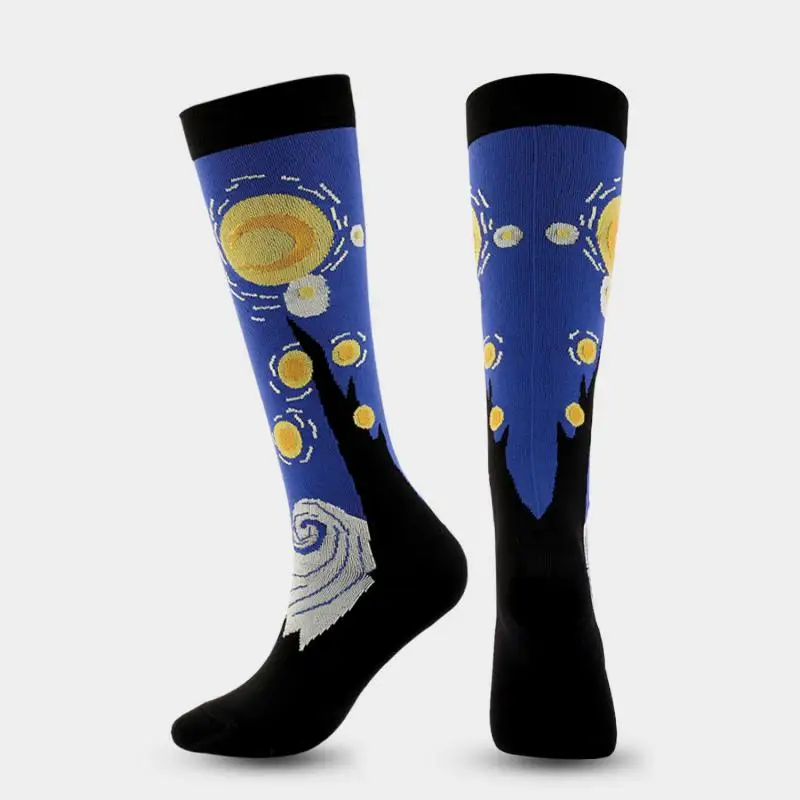 6pair Prevention Varicose Edema Support Travel Legs Package Women Compression Socks Professional Stockings Paintings Pressure