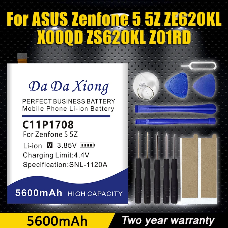 ZS620KL ZE620KL C11P1708 REAL 5600mAh Battery for ASUS Zenfone 5 5Z ZE620KL X00QD ZS620KL Z01RD Battery + Tools