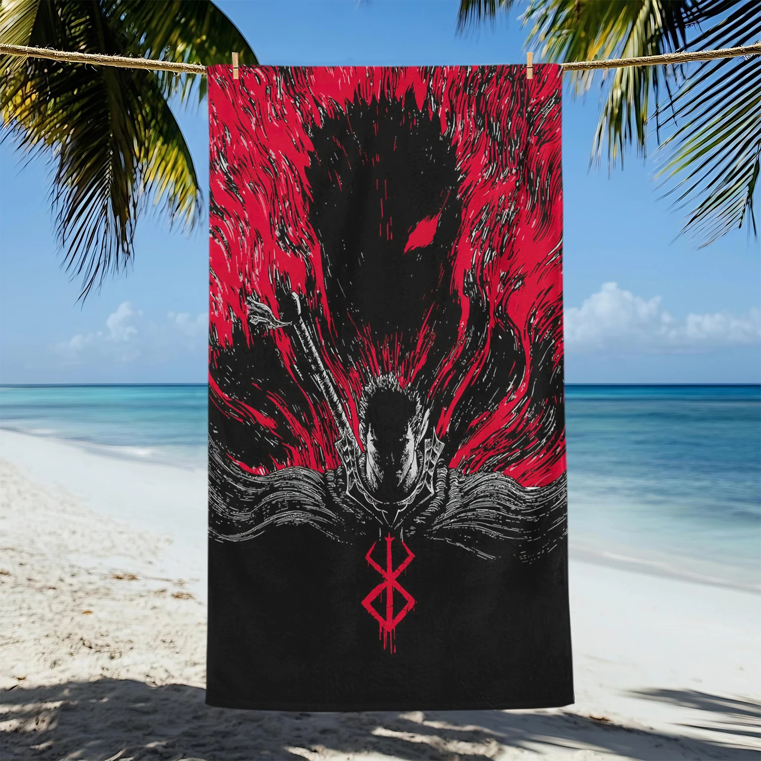 Cool Japanese Anime B-Berserk Towel Quick Drying Beach Towels Are Suitable For Swimming Pools Camping Yoga And The Gym