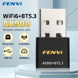 Fenvi AX900 와이파이 6 USB 어댑터, 블루투스 5.3, 듀얼 밴드, 5G, 2.4G, 2 인 1, 미니 USB 동글, 무선 네트워크 리시버, 무료 드라이버