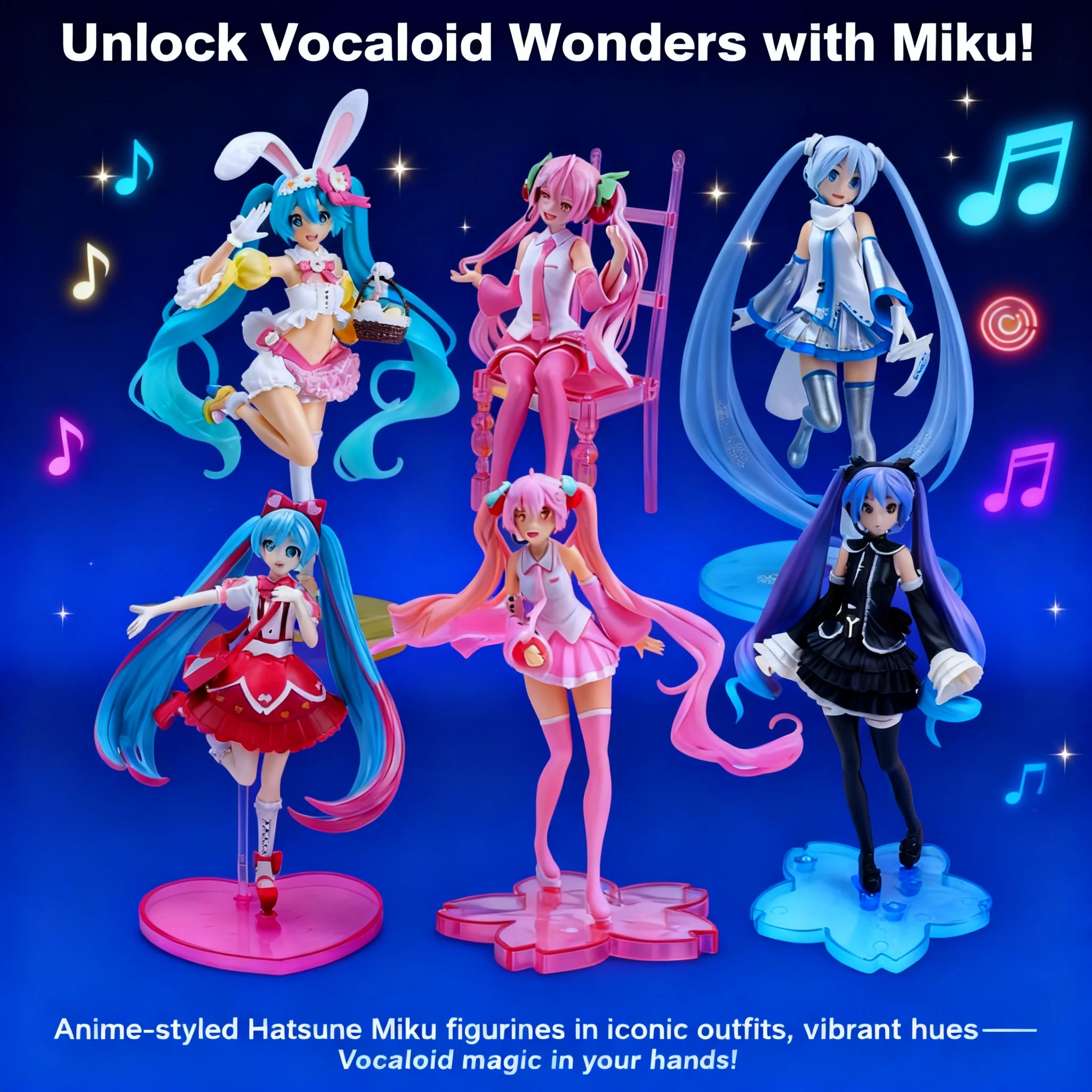 

Miku Hatsune Sakura Rabbit Ear Princess Anime Figure Collectible Model Statue Doll Cosplay Gift for Fans Otaku Merchandise