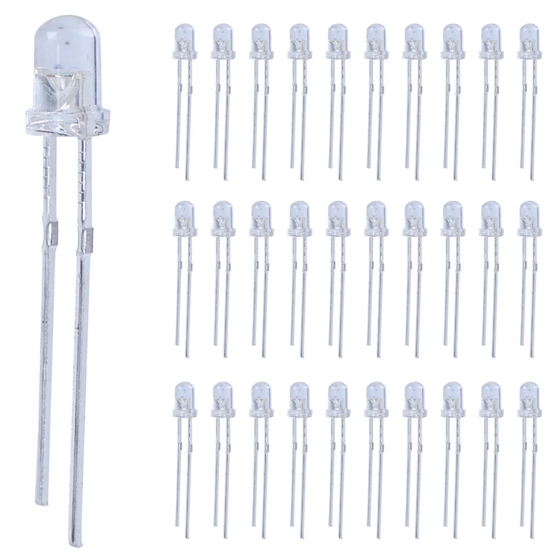 80 Pieces 3Mm White LED Lamp Light Emitting Diode DC 2.5V-3V