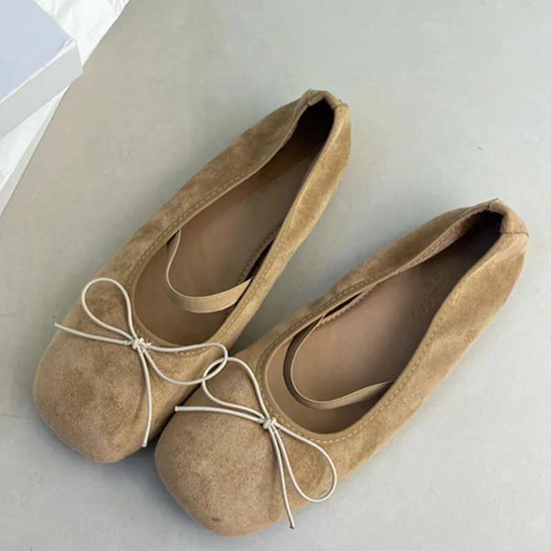 

Brand Flats Ballet Shoes Fashion Square Toe Shallow Bow Knot Ballerina Soft Casual Loafers Comfort Moccasins Leopard Print Shoes