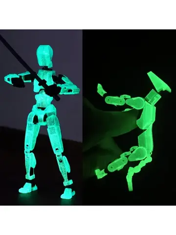 DIY Luminous T13 Multi-Jointed Movable Shapeshift Robot 3D Printed Mannequin Lucky robot and dog Action Figures Toys kids Gifts