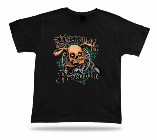 Tshirt Tee Shirt Birthday Gift Idea Harvest Freedom Bike Skull Evil Motorcycle