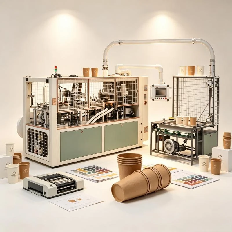 Industrial Paper Cup Production Line, Full Set Machines for Bottom Sealing, Forming, Printing, 3-Year Quality Guarantee