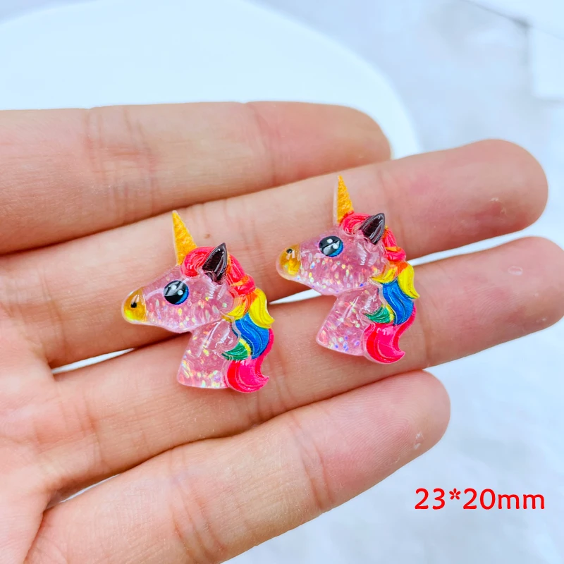 10 Pcs New Cute Resin Mini Cartoon Unicorn Flat Back Cabochon Scrapbook Kawaii DIY Embellishments Charm Decorate Accessories C54