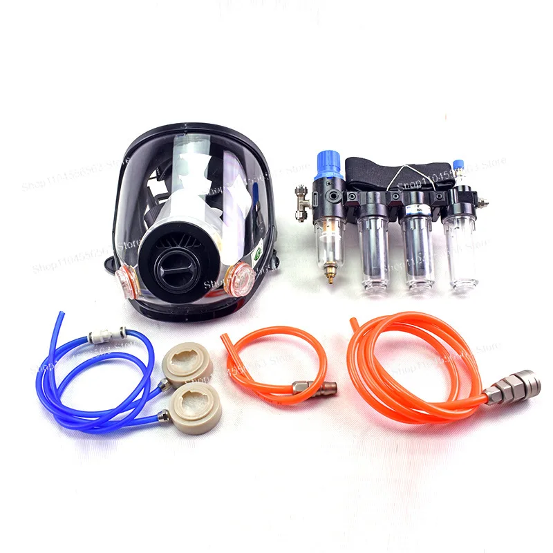 Full Face Silicone Mask with Air Supply System for Anti-Dust Toxic Gas Protection in Painting Industrial Work