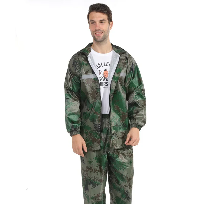 Capa de chuva camuflada para homens, capa de chuva com dupla camada, poncho para mulheres e homens