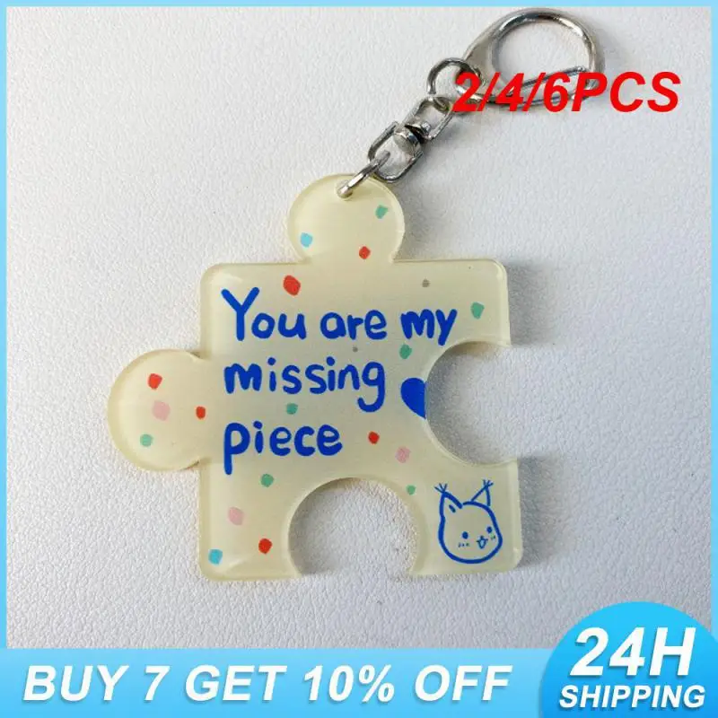 2/4/6PCS Durable Text Keychain Bag Backpack Decoration Portable Gift Keychain Puzzle Fashion Accessories Rich And Colorful