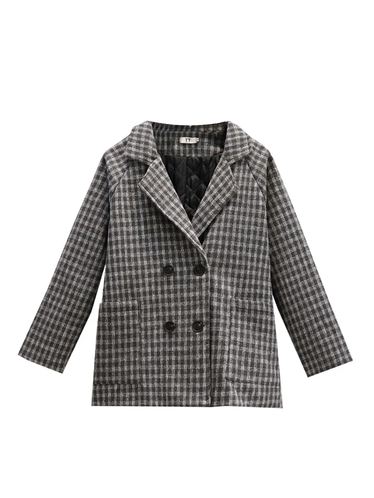 Plus Size Lange Sve Suit Jaet voor Dames Herfst Modieus Veelzijdig Afslankend Design Sense Top Verdikt Winter Polyester