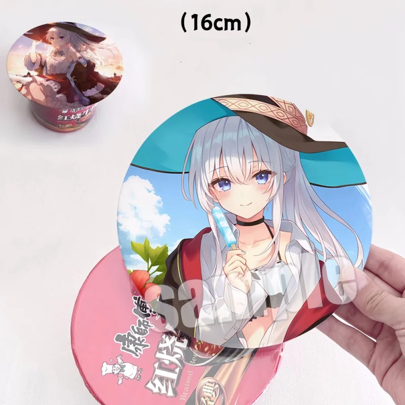 

Anime The Journey Of Elaina Big 16cm Badge Stand Figure Brooch Pins Noodles Instant Noodles Lid Cosplay Gift A7070