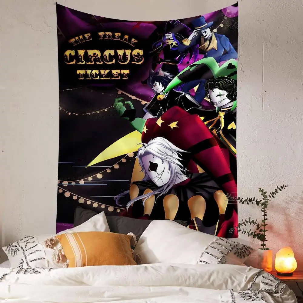 The Freak Circus Pierrot Game Printed Large Wall Tapestry Art Science Fiction Room Home Decor Decor Blanket