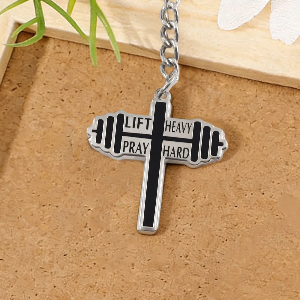 Christlicher Fitness-Kreuz-Hantel-Schlüsselanhänger – Hebe schwer, bete hart – Glaube und Fitness – Motivierender Schlüsselanhänger – Geschenk für Fitness-Enthusiasten – Detail 11