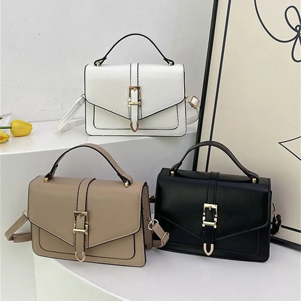 Solid Color Messenger Shoulder Bag Stylish PU Leather Crossbody Bag Sling Bag Women Ladies