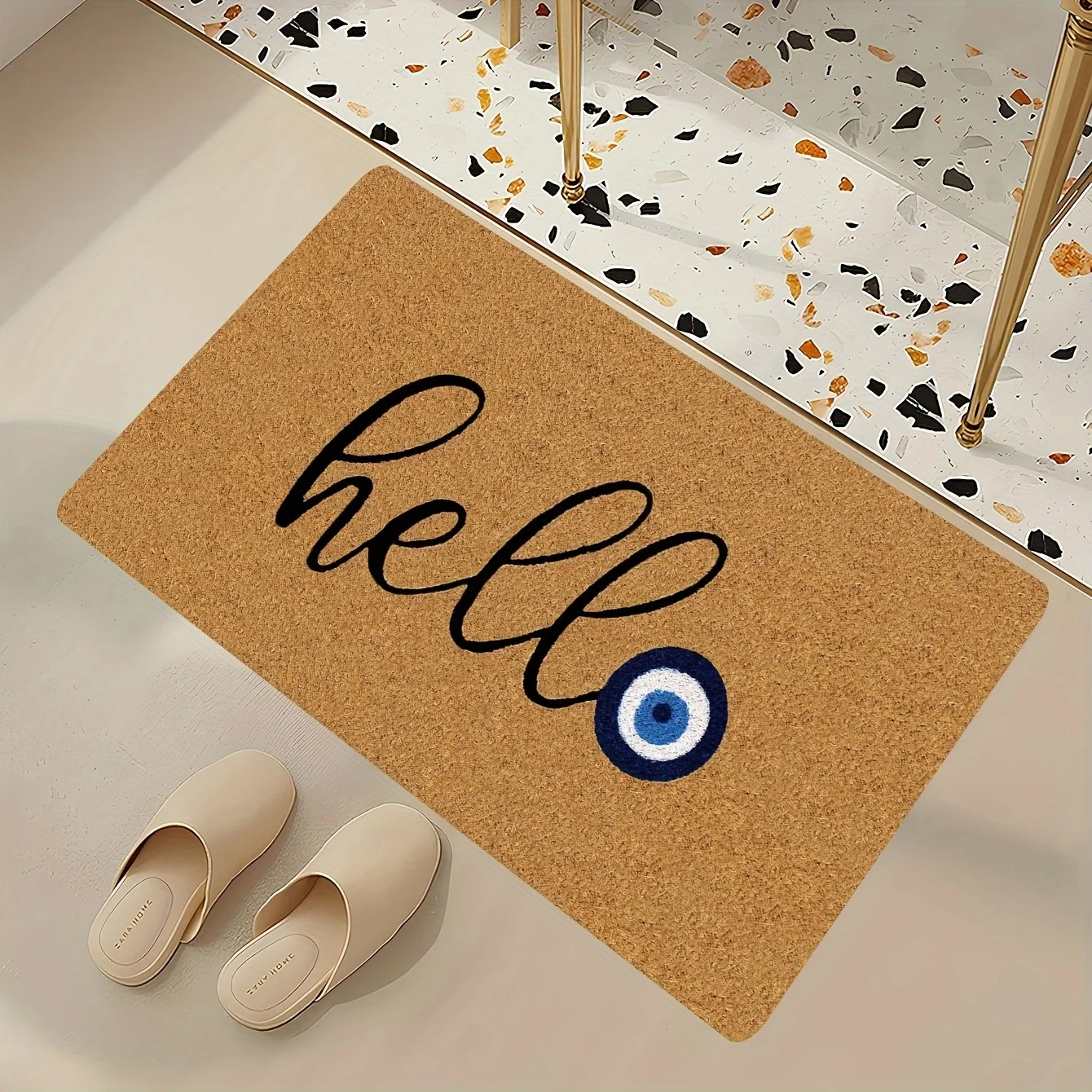 1-Pack Hello, Evil Eye Indoor Doormat Home Machine Interior Decorative Floor Mat Bathroom Decorative Floor Mat