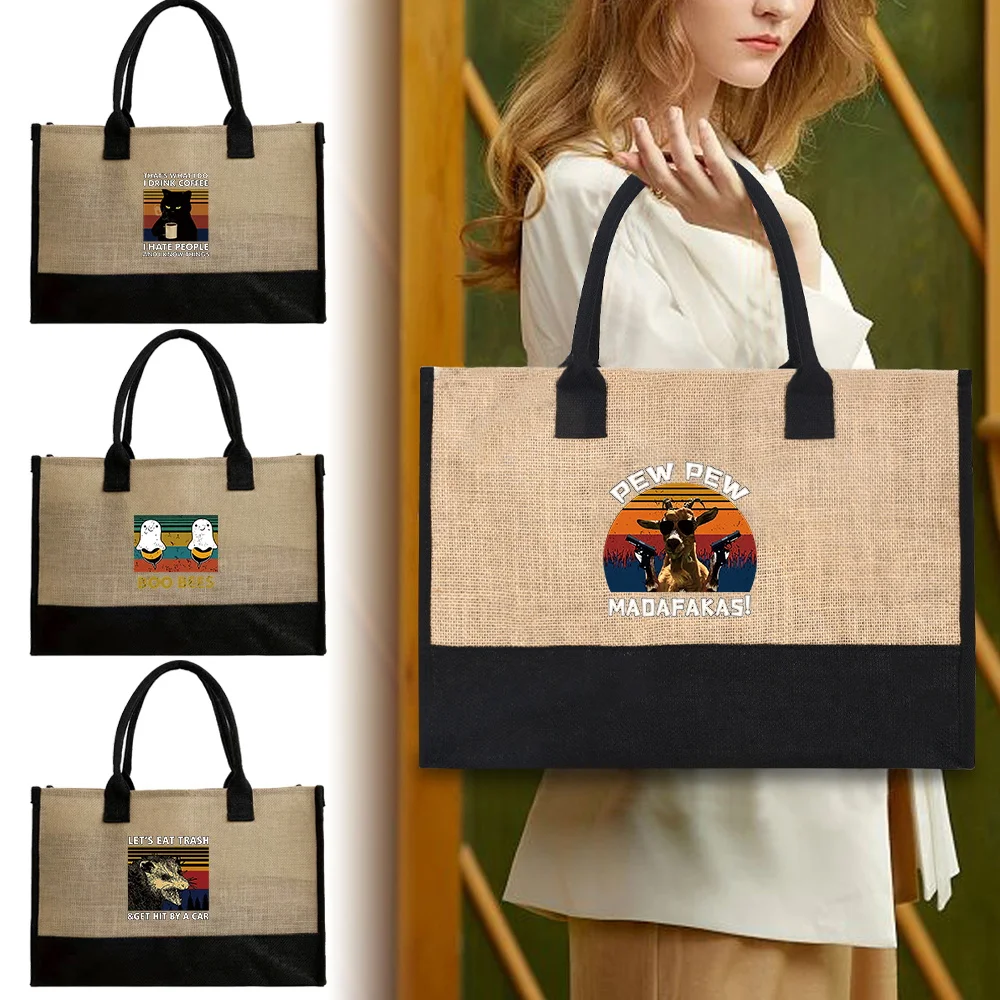 

Eco-Friendly Shopping Bag Korean Tote Bag Casual Lady Waterproof Bags Jute Storage Bag Printing Aninmal Pew Series 2024