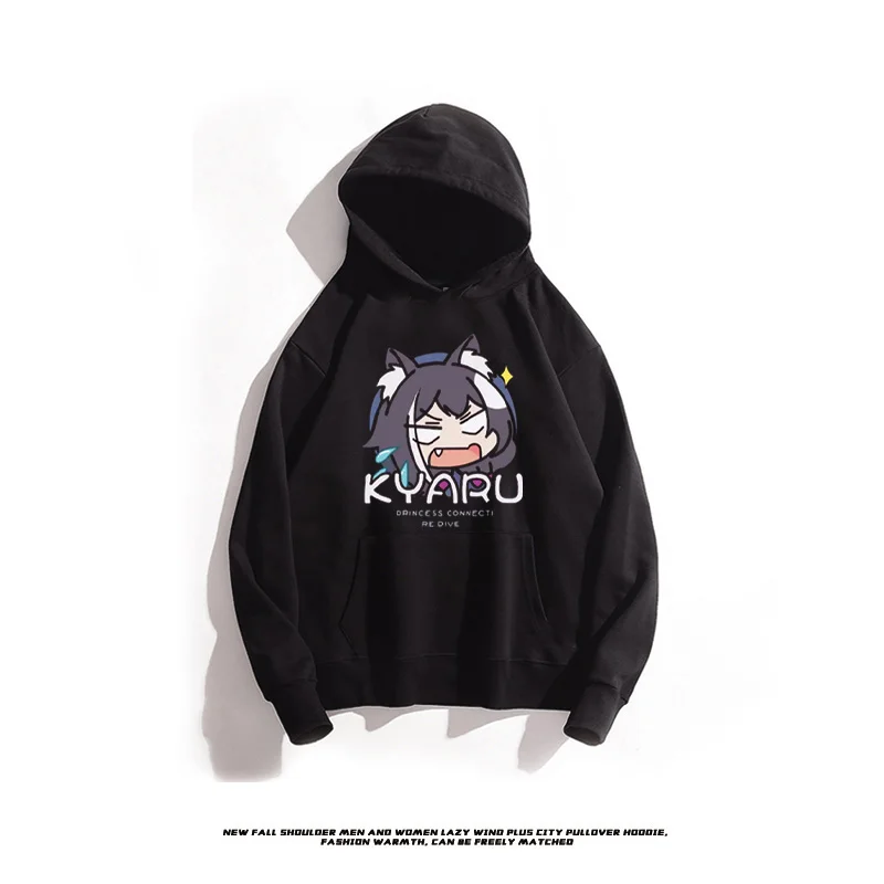 

Autumn Winter Hoodie Long Sve Fce Lined Cartoon Princ Connection Garments Casual Loose Fit Youthful Sle for Teens