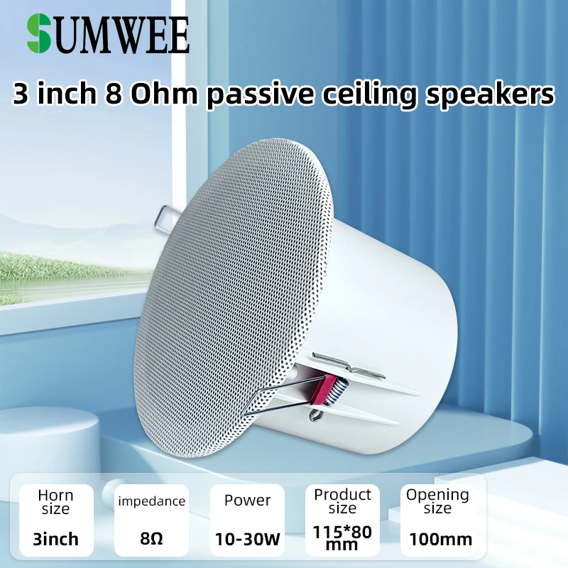

3 Inch 10W wall Ceiling Speakers 8 ohm Impedance Full Range Stereo Sound Embedded Passive Speakers home Background Music System