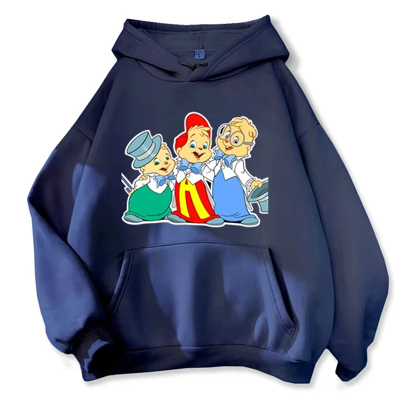 Weicher, bequemer Cartoon-Hoodie Alvin und die Chipmunks Grün Rot Blau Langarm-Pullover Kapuzenpullover Film-Animation – Detail 14
