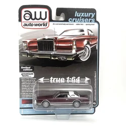 Auto World AW 1/64 5-1979 Lincoln Continental Wine red Diecast Model Car Kids Toys Gift