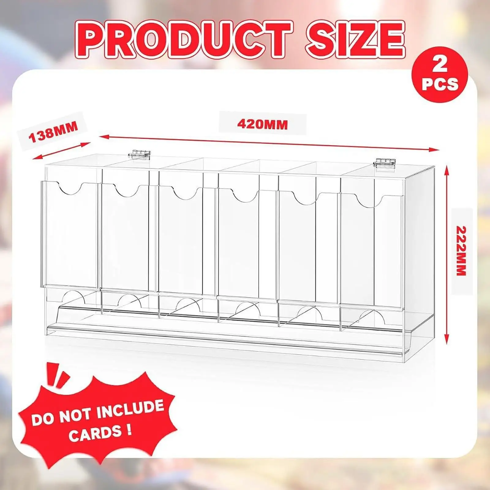 Sturdy Acrylic Card Pack Display Case 6 Slot Booster Dispenser for Trading Card Game Storage Box Organizer Easy Access Premium