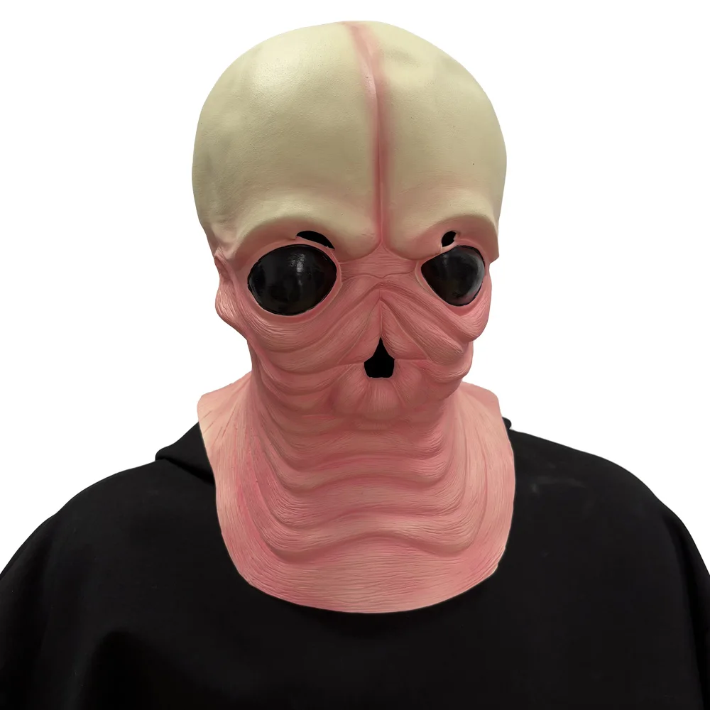 UFO Pink Alien Mask Cosplay Big Eyes Space Creature Alien Latex Helmet Halloween Carnival Dress Up Party Costume Props Gifts
