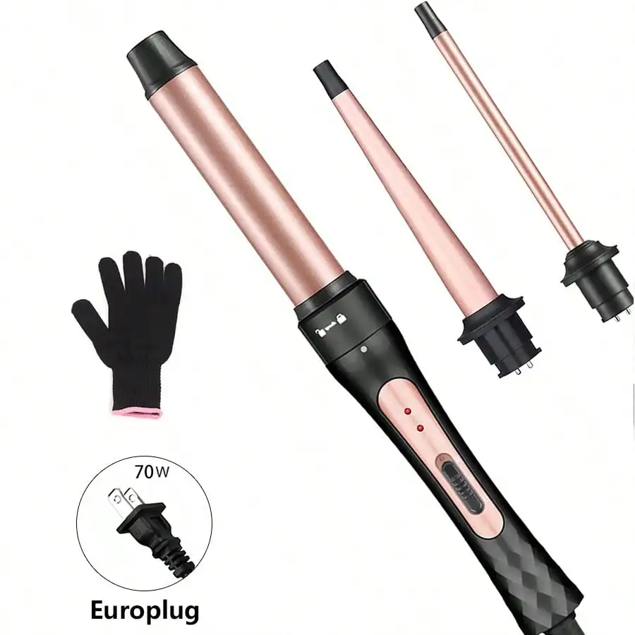 3 In 1 Curling Wand Iron, Hair Curling Wand Set Include 0.75-1"Conical Curling Iron, 1.25"Large And 0.35"Thin Curling Wand Interchangeable Ceramic Barrel Hair Curler Set For Short & Long Hair，sb25042806717866669