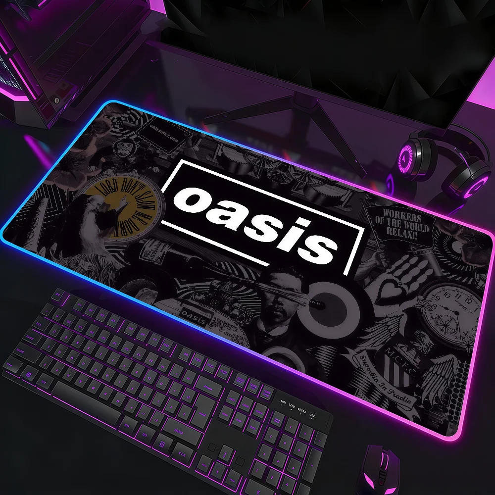 

Band O-Oasis Mouse Pad Waterproof RGB LED Light Colorful Game Keyboard Non-slip Cover Desk-mat Surface
