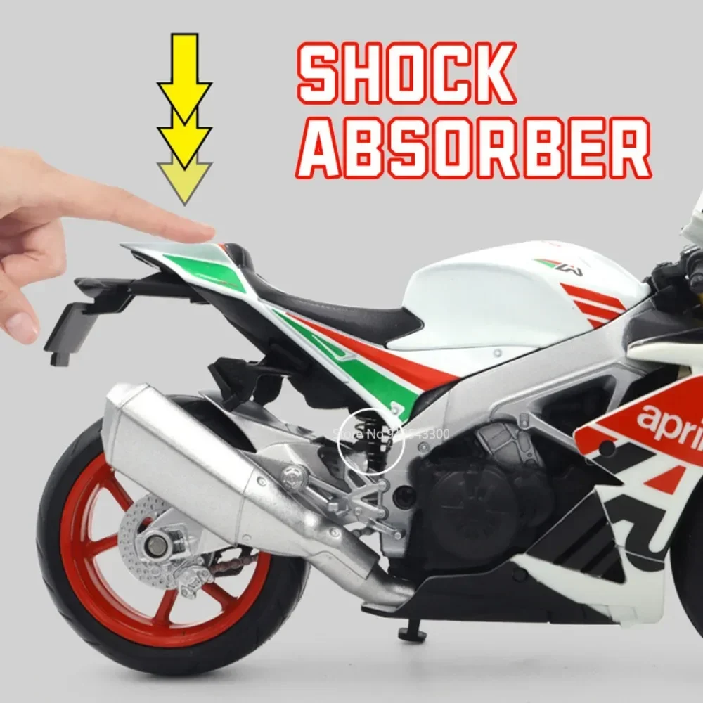 Schaal 1:12 Aprilia RSV4 RR1000 Motorfiets Model Speelgoed Legering Diecast Schokabsorptie Gratis Wielen Motor Modellen Jongens Gift decoratie