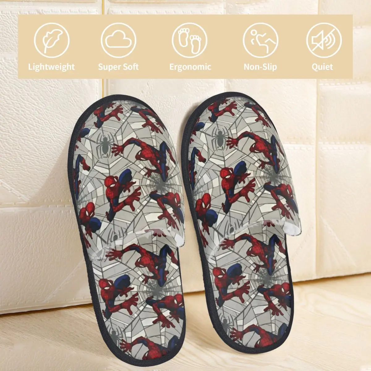 Spider Man Spider-Man Furry Slippers Anti Slip Soft Memory Foam Cotton Slippers Bedroom