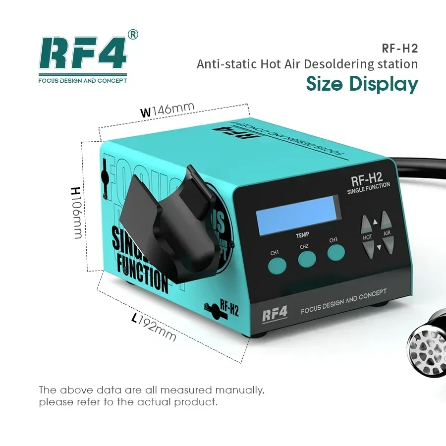 RF4 H2 1000W Hot Air Gun Station Intelligent Anti-static BGA Rework Station for Mobile Phone Motherboard PCB Desoldering Repair