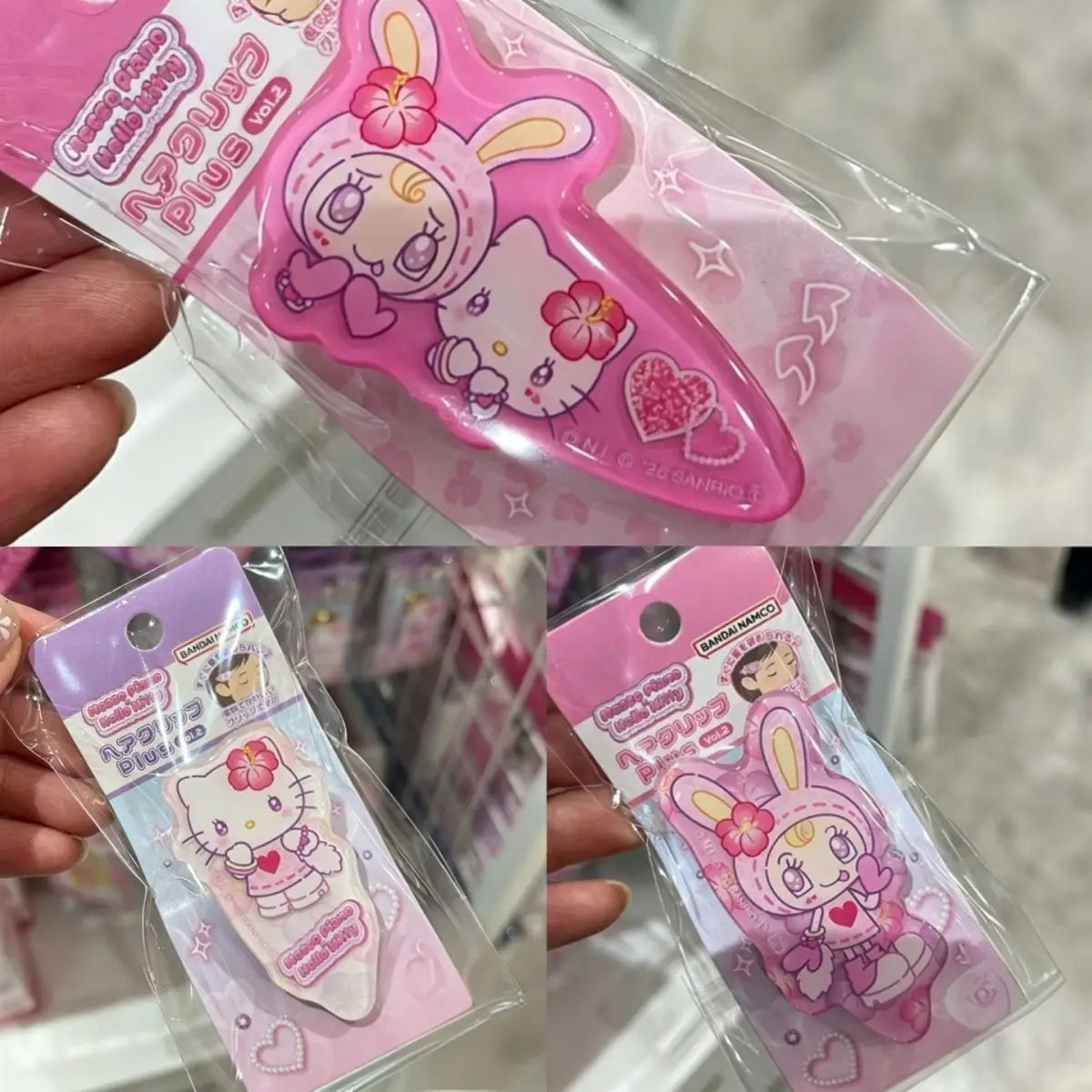 Juego de pinzas para el cabello INS Japanese Sanrio Hello Kitty Friends para mujeres y niñas, pinzas laterales acrílicas sin pliegues, pinzas para el cabello, joyería