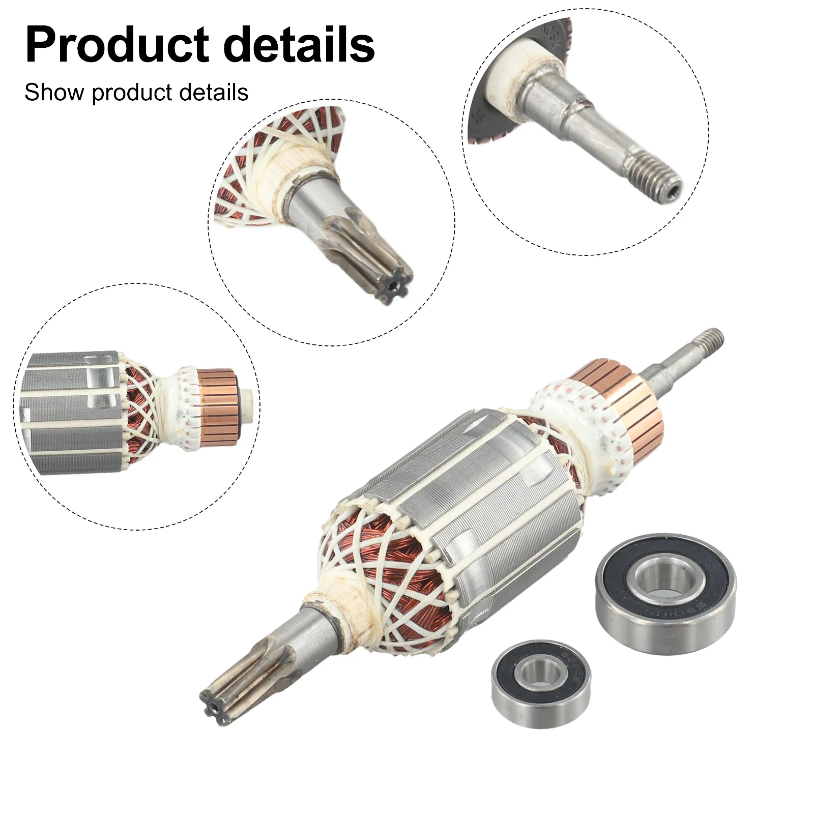/3pcs /Metal /Motor Armature For Rotor With Bearings For HR4001C HR4010C HR4011C Electric Hammer Replacement Part 513633-7