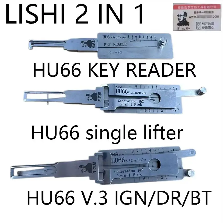 2026 LISHI 2-in-1 Locksmith Tool HU66 Key Reader Signal Lifter V.3 IGN/DR/BT Multi-Function Automotive Unlocking Tool
