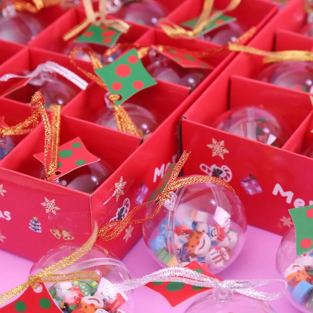 Cute Mini Christmas Eraser Santa Kawaii Pencil Erasers Cartoon Snowman Christmas Ball Office Supplies
