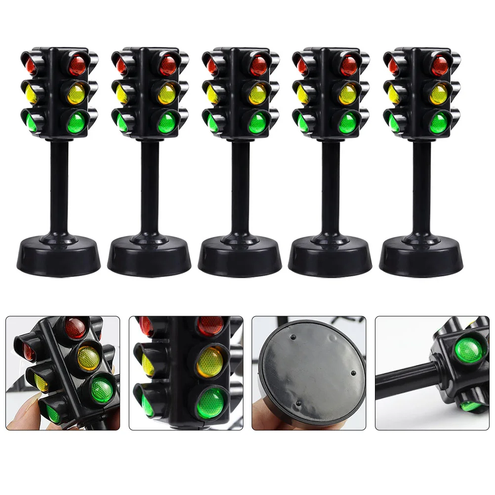 12 Pcs semaforo modello bambini segni giocattolo simulazione Micro giocattoli Set bambino Abs finta gioca modelli di segnale Crosswalk Mini