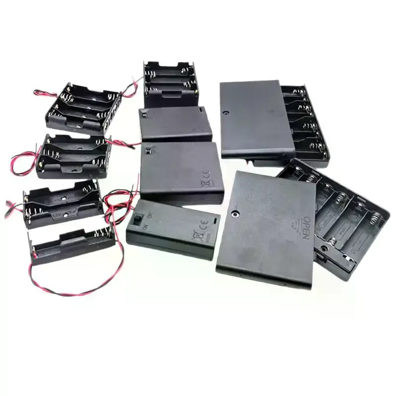 1/3Pcs AA Battery Holder Storage Case Box With Switch And Cover For AA Batteries Standard Container 1 2 3 4 6 8 Slots