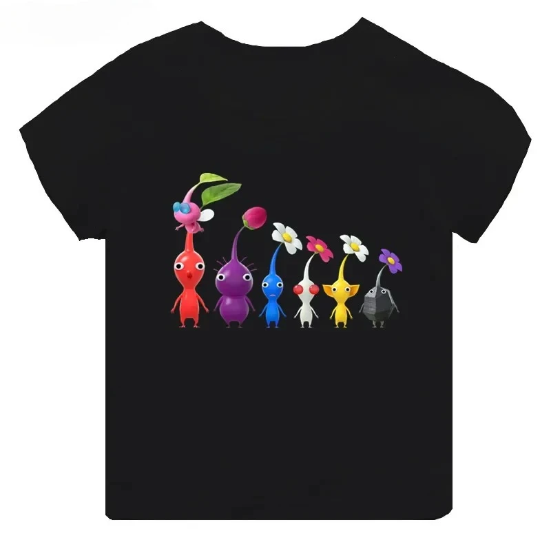 Hot Sale Video Game Pikmin 4 Print Cartoon Kids T-shirt Girls Clothes Fashion Harajuku Kawaii T-shirt Women's Y2K Clothing