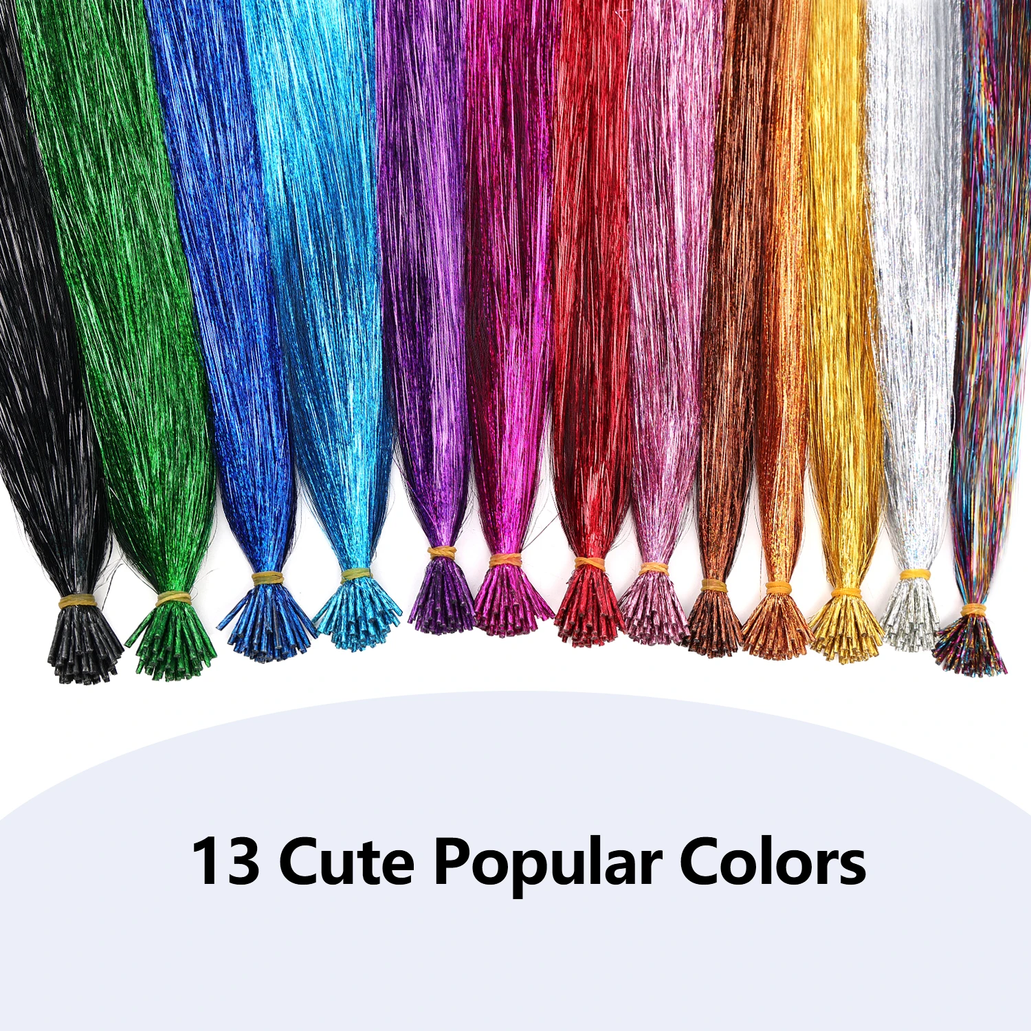 Synthetic I Tip Hair Extensions Tinsel Hair 20inch Colorful Tinsel Hairpieces for Women Girls Daily Party Holiday view 4