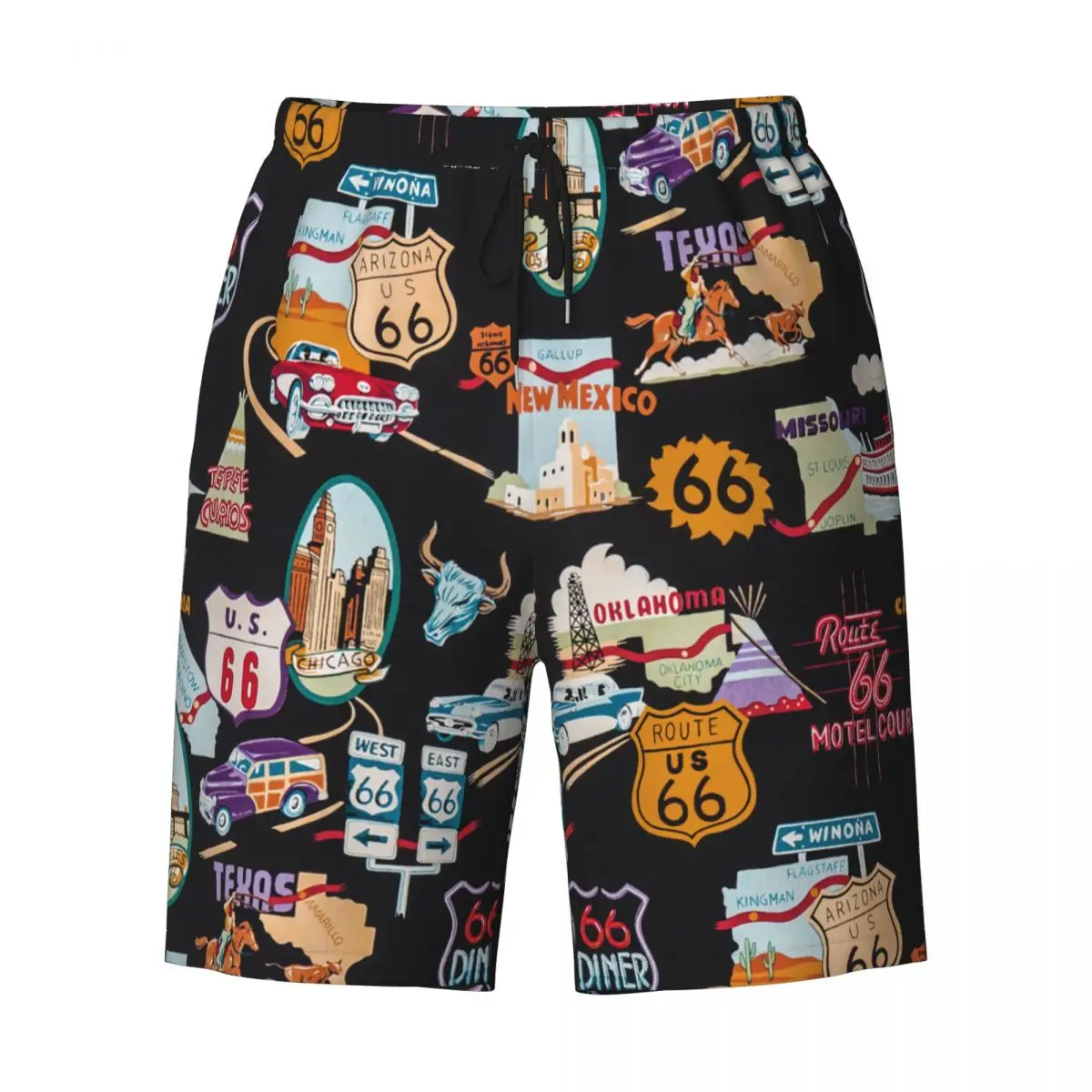 Pantalones cortos personalizados para hombre, ropa de playa de secado rápido, bañador con mapa de ruta de América, trajes de baño