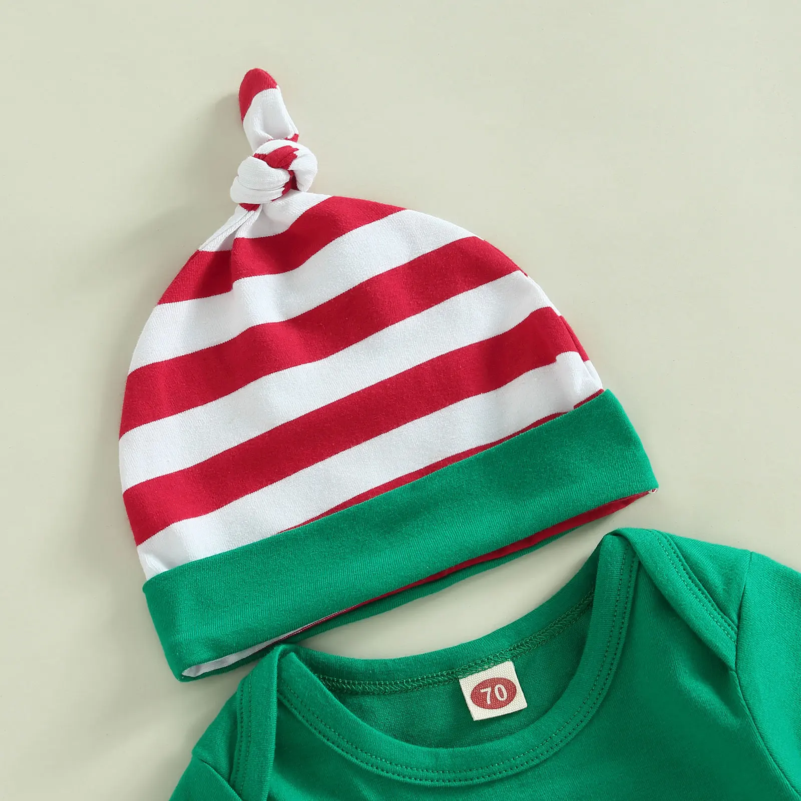 2022-10-07 Lioraitiin0-12M Christmas Baby Outfits Letter Print Long Sleeve Jumpsuit Casual Striped Pants Hat Set Infant Boy Girl