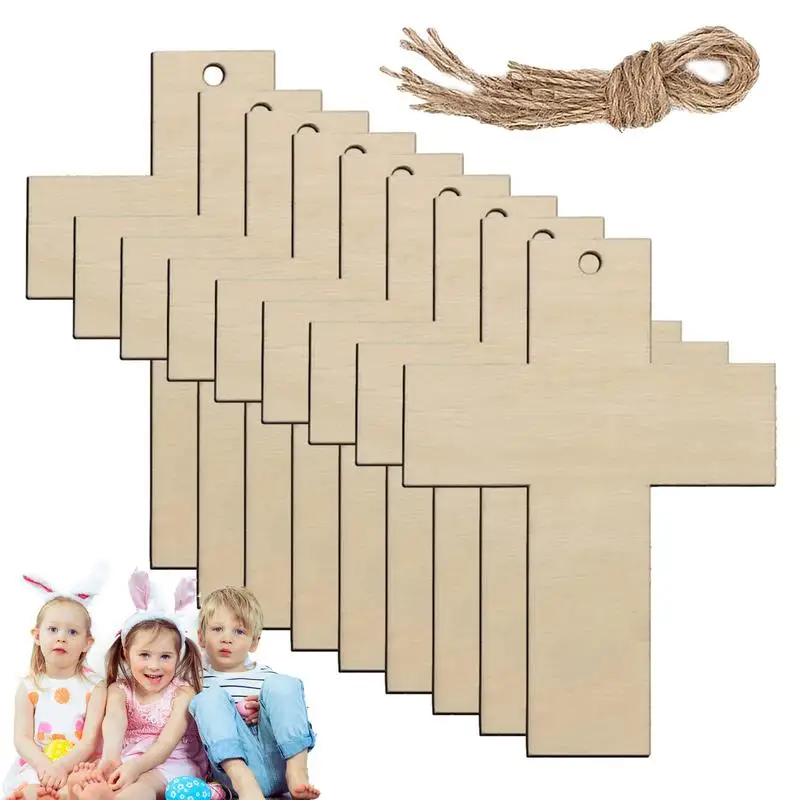 Wood Es For Crafts Hanger Ornament 10pcs Cutout Wooden Slices With Hole Ropes Tag For Birthday Easter Halloween