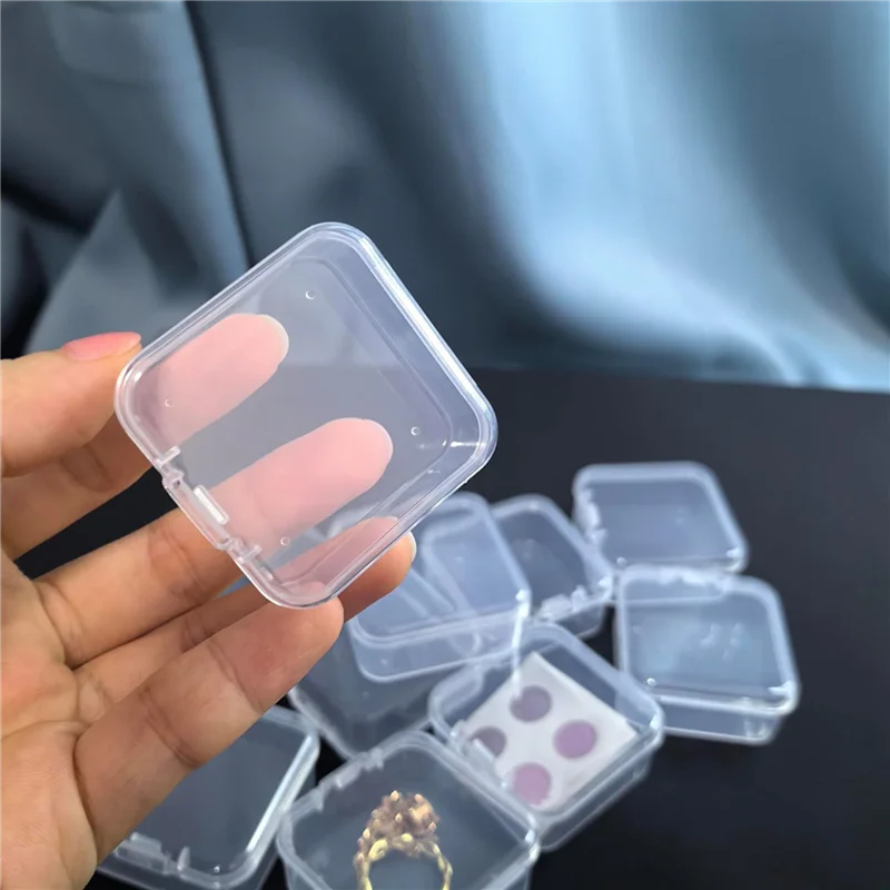 M11K-90 Packs Clear Small Plastic Containers Transparent Storage Box With Hinged Lid For Small Items (1.7X1.7X0.79Inch)